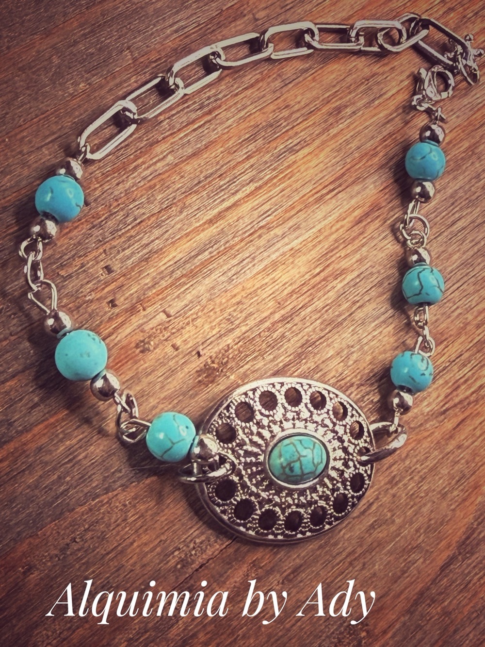 Conch Silver dainty turquoise summer beaded bracelet